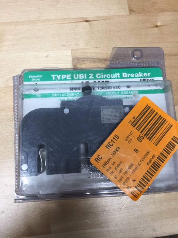 Photo 1 of 15 Amp 3/4 in. Single-Pole Zinsco Type Q Replacement Circuit Breaker
