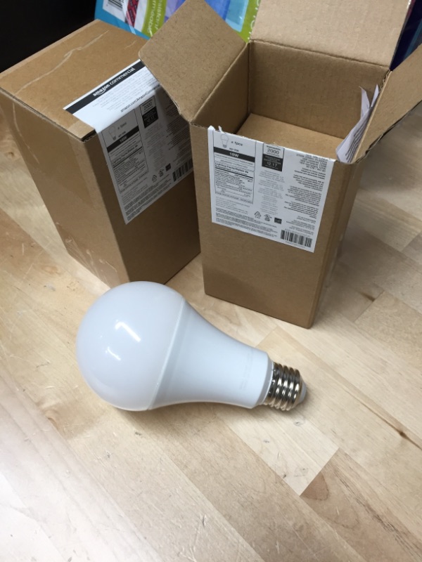 Photo 2 of AmazonCommercial 125 Watt Equivalent, 25000 Hours, Dimmable, 2000 Lumens, Energy Star Certified, High Output A21 LED Light Bulb - Pack of 2, Soft Whit
