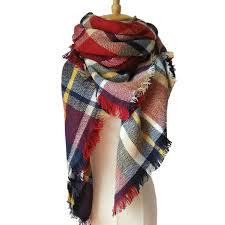 Photo 1 of 2 Wander Agio Womens Warm Long Shawl Winter Wraps Large Scarves Knit Cashmere Feel Plaid Triangle Scarf
