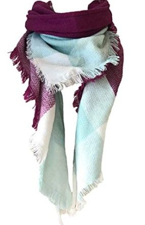 Photo 1 of PACK OF 2- Wander Agio Womens Warm Long Shawl Winter Wraps Large Scarves Knit Cashmere Feel Plaid Triangle Scarf
