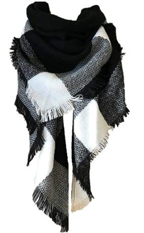 Photo 1 of PACK OF 2- Wander Agio Womens Warm Long Shawl Winter Wraps Large Scarves Knit Cashmere Feel Plaid Triangle Scarf
