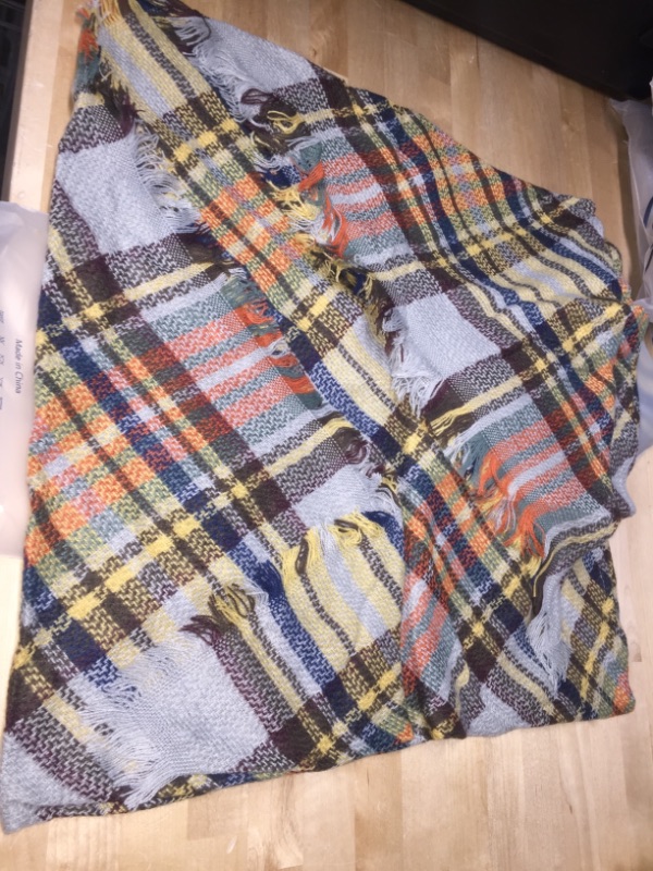 Photo 2 of PACK OF 2- Wander Agio Womens Warm Long Shawl Winter Wraps Large Scarves Knit Cashmere Feel Plaid Triangle Scarf
