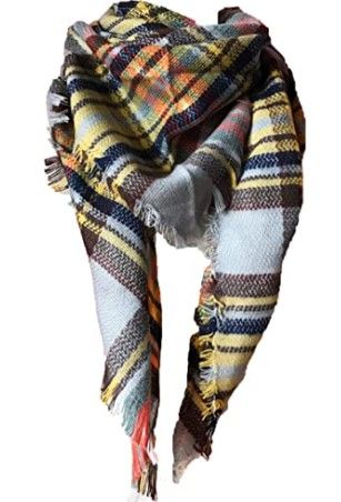 Photo 1 of PACK OF 2- Wander Agio Womens Warm Long Shawl Winter Wraps Large Scarves Knit Cashmere Feel Plaid Triangle Scarf
