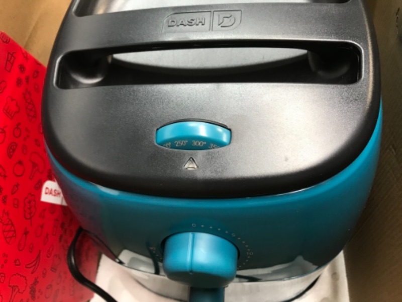 Photo 3 of Dash Tasti-Crisp™ Electric Air Fryer + Oven Cooker with Temperature Control, Non-stick Fry Basket, Recipe Guide + Auto Shut Off Feature, 1000-Watt, 2.6 Quart - Teal *Parts Only*