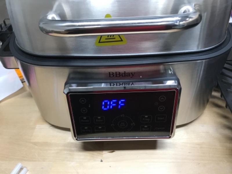 Photo 4 of BBday 10-in-1 Electric Indoor Grill Combo, with 6.5 QT Air Fryer, Roast, Bake and Dehydrate, 1660W, Stainless Steel