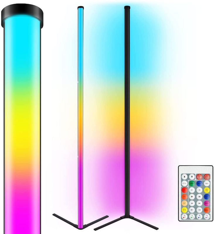 Photo 1 of Set of 2 Corner Floor Lamp, 60" Ambient Reading LED Floor Lights with Remote Control, Modern RGB Dimmable Decoration