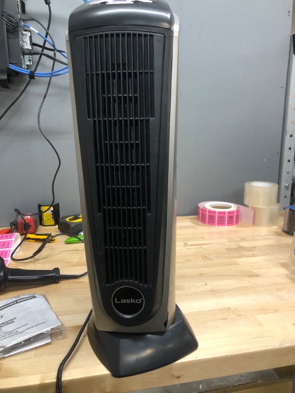 Photo 3 of Lasko Lasko-22 Digital Ceramic Oscillating Remote (751320) Tower Heater, 8.5x2033 L x 7.25x2033 W x 23x2033 H, Grey/Black