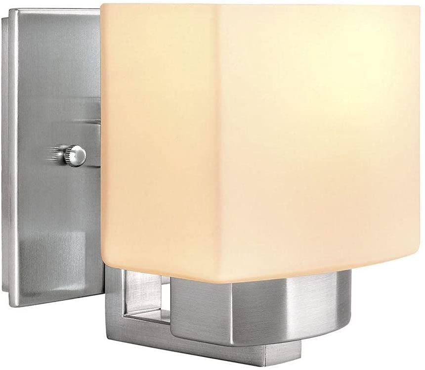 Photo 1 of 1-Light Brushed Nickel Wall Sconce Brushed Nickel *Only the white etched glass shade*