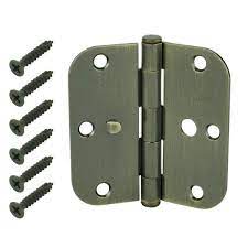 Photo 1 of 3 packs of 3 Everbilt
3-1/2 in. Antique Brass 5/8 in. Radius Security Door Hinges Value Pack