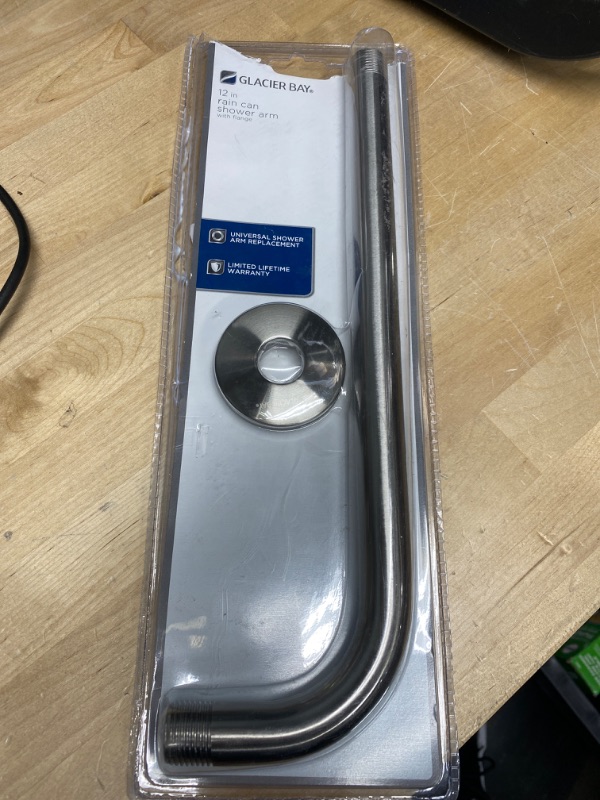 Photo 1 of 12 in. Raincan Shower Arm and Flange in Brushed Nickel