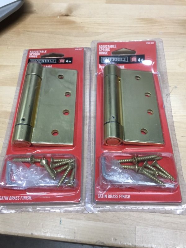 Photo 2 of 2 pc Everbilt 4 in. Square Satin Brass Adjustable Spring Door Hinge
