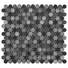 Photo 1 of 15 TILE PIECES Daltile
Decor Accents Hanlon Bee 10 in. x 11 in. x 8 mm Porcelain Penny Round Mosaic Floor and Wall Tile (0.83 sq. ft./Each)