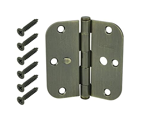 Photo 1 of 4 PACK OF 3 Pack 1/2 in. Antique Brass 5/8 in. Radius Security Door Hinges Value Pack
