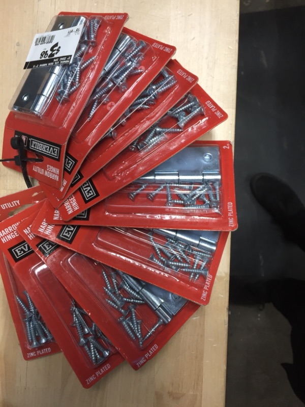 Photo 1 of 9 PACKS OF Everbilt 3 in. Zinc-Plated Narrow Utility Hinge (2-EACH)
