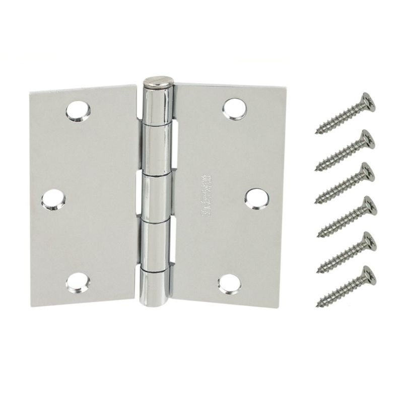 Photo 1 of 3 PACKS OF 3 Everbilt 3-1/2 in. Chrome Square Corner Door Hinges Value Pack (3-Pack)
