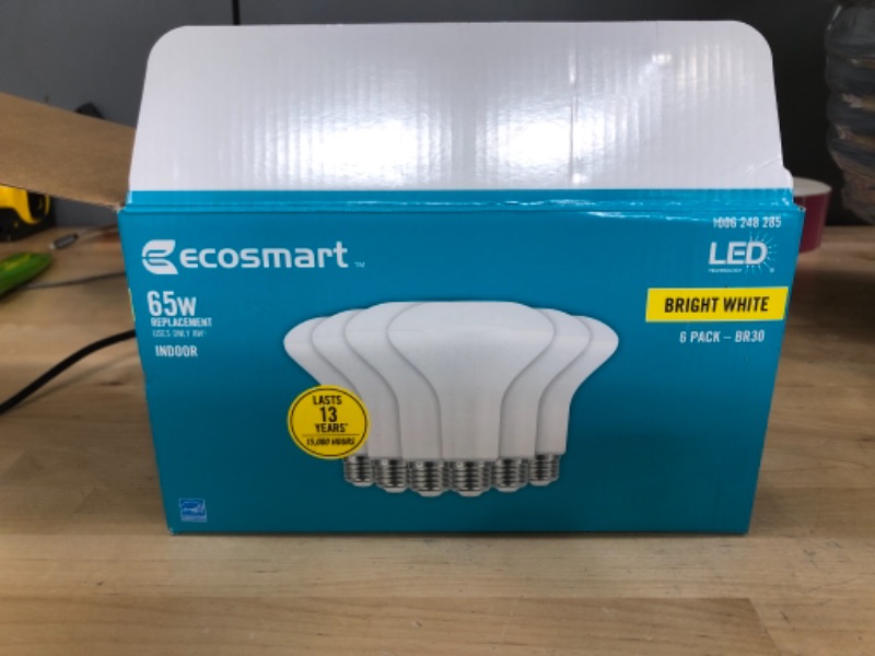 Photo 3 of 65-Watt Equivalent BR30 Dimmable LED Light Bulb Bright White (6-Pack)
