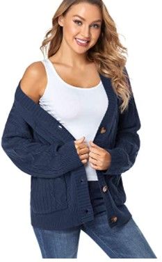 Photo 1 of Fuinloth Women's Cardigan Sweater, Oversized Chunky Knit Button Closure with Pockets
