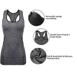 Photo 1 of iloveSIA 2 Packs Sport Racerback for Women Supportive Workout Yoga Tank Tops
size: XL