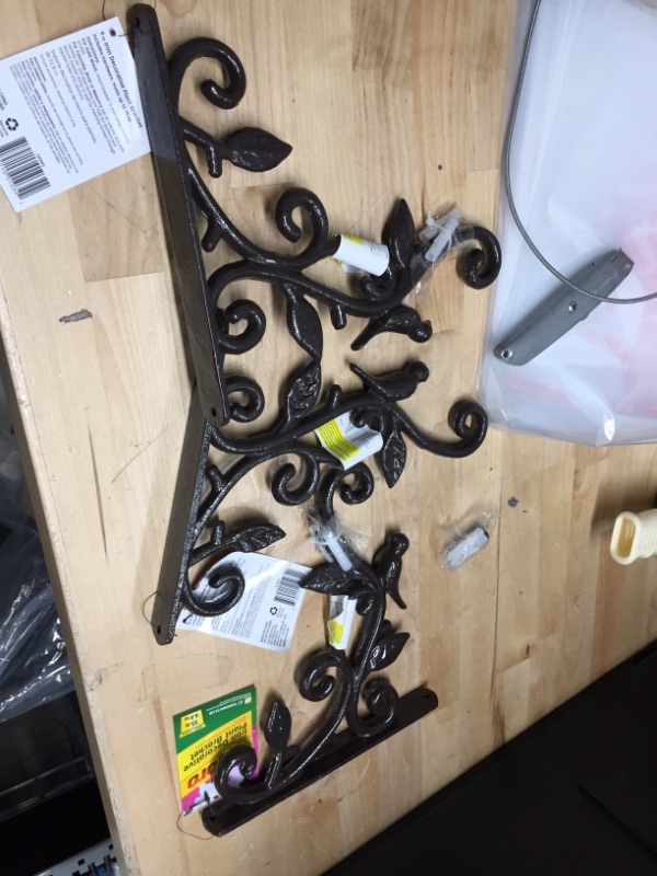 Photo 2 of **SET OF 3**
Vigoro Iron Decorative 9" Plant Hanger Bracket, Brown, With Bird