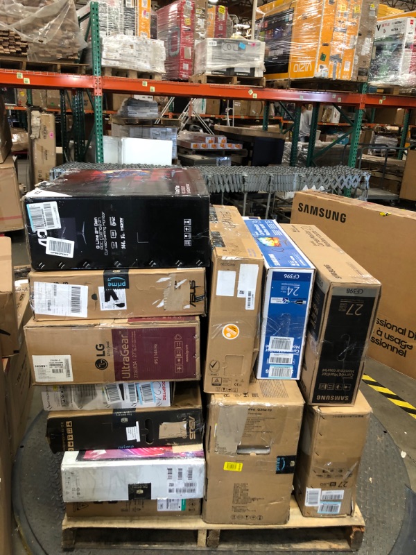 Photo 1 of Pallet of assorted damaged monitors not functional sold as is no refunds