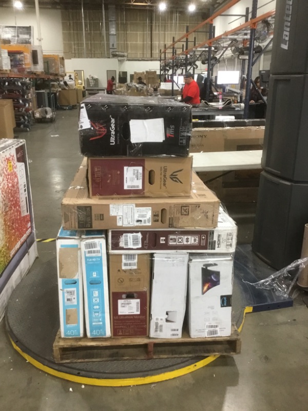 Photo 1 of  PALLET OF ASSORTED DAMAGED TVS AND MONITORS SOLD AS IS NON REFUNDABLE