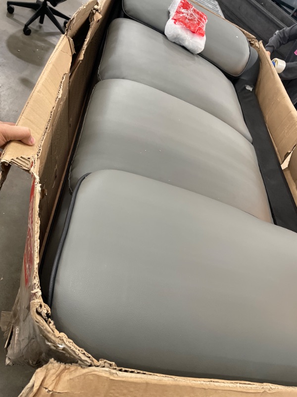 Photo 1 of **INCOMPLETE BOX OF 2**
Lexicon Matteo Faux Leather Loveseat in Gray and Black