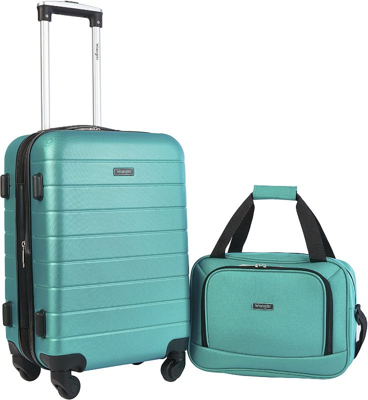 Photo 1 of Wrangler El Dorado Lugggage Set with Cup Holder and USB Port, Teal, 2 Piece
