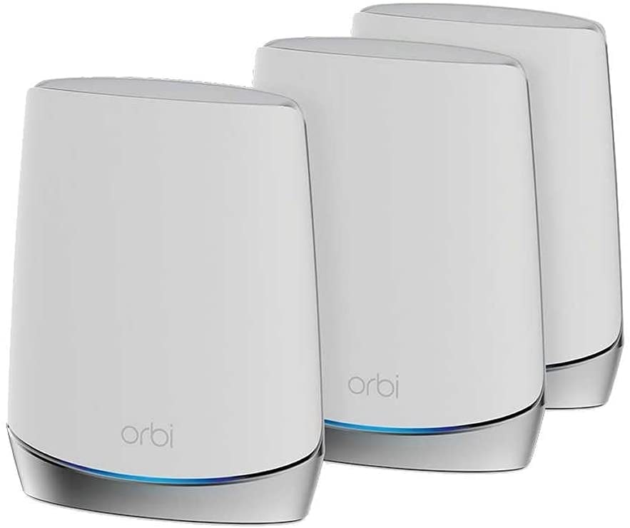 Photo 1 of NETGEAR Orbi RBK753S High-Performance Whole Home Mesh WiFi System 3-Pack Includes 1 Router & 2 Satellites White
