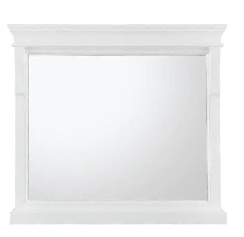 Photo 1 of 36 in. W x 32 in. H Framed Rectangular Bathroom Vanity Mirror in White
