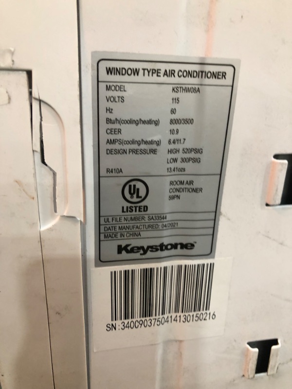 Photo 3 of Keystone 350-sq ft 115-Volt White Through-the-Wall Air Conditioner ENERGY STAR
Item #1391755Model #KSTAT08-1C