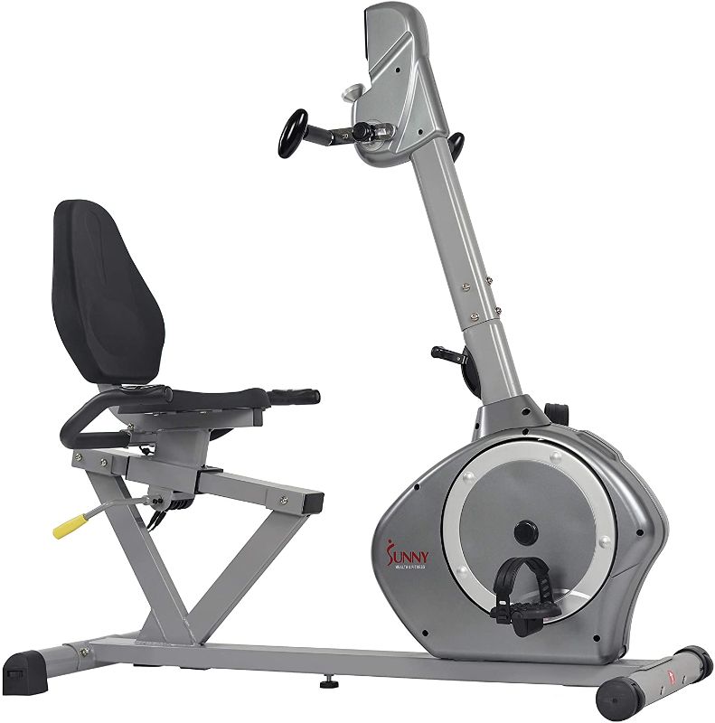 Photo 1 of Sunny Health & Fitness Recumbent Bike SF-RB4631 with Arm Exerciser, 350lb,Gray
