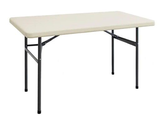 Photo 1 of 4 ft. Earth Tan Plastic Folding Banquet Table
