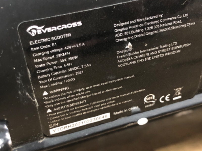 Photo 7 of PARTS ONLY*
Evercross E1 Electric Scooter
