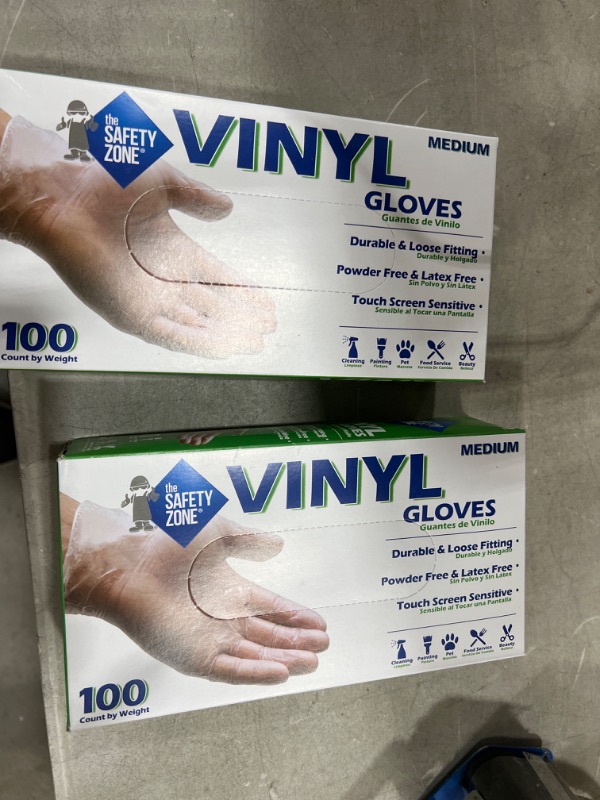 Photo 2 of [100 Pack] Clear Powder Free Vinyl Disposable Plastic Gloves - Medium - 2boxes