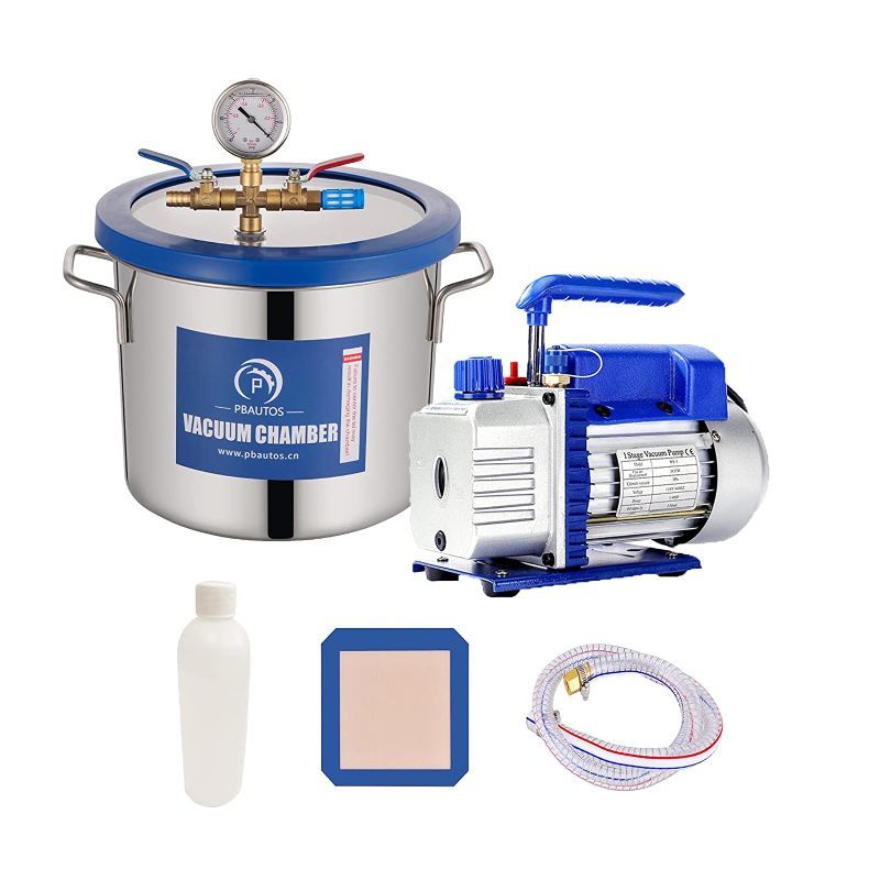 Photo 1 of ***PARTS ONLY*** 2 GALLON PLASTIC LID VACUUM CHAMBER WITH PUMP, DEGASSING CHAMBER AND 3CFM SINGLE STAGE VACUUM PUMP PERFECT FOR STABILIZING WOOD
