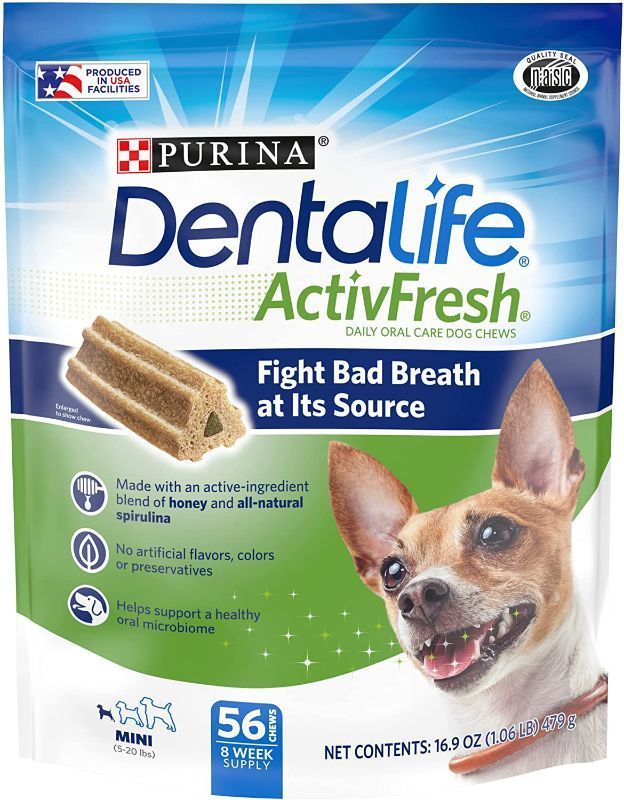 Photo 1 of **expire date: 05/2022** Purina DentaLife Made in USA Facilities Dog Dental Chews, ActivFresh Daily Oral Care Mini - 16.9 oz. Pouch