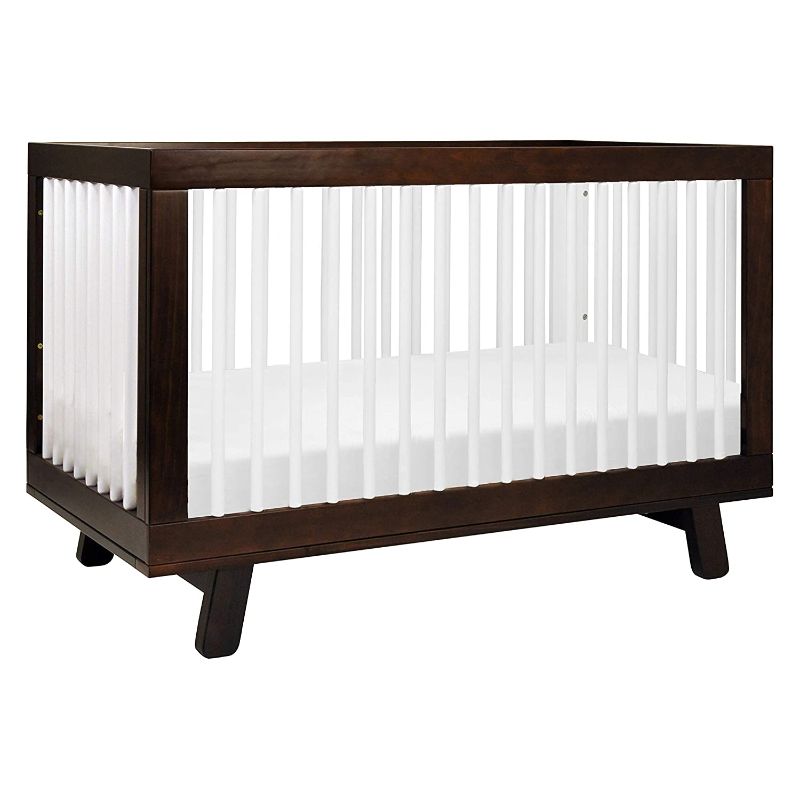 Photo 1 of Babyletto Hudson 3-in-1 Convertible Crib with Toddler Bed Conversion Kit in Espresso and White, Greenguard Gold Certified
