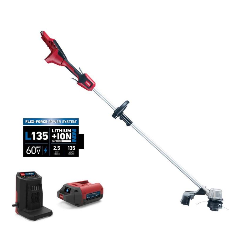 Photo 1 of *BATTERY FAULTY* 60-Volt Max Lithium-Ion Brushless Cordless 15 in. / 13 in. String Trimmer - 2.0 Ah Battery and Charger Included
