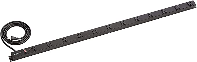 Photo 1 of Amazon Basics Heavy Duty Metal Surge Protector Power Strip - 12-Outlet, 600-Joule (15A On/Off Circuit Breaker)