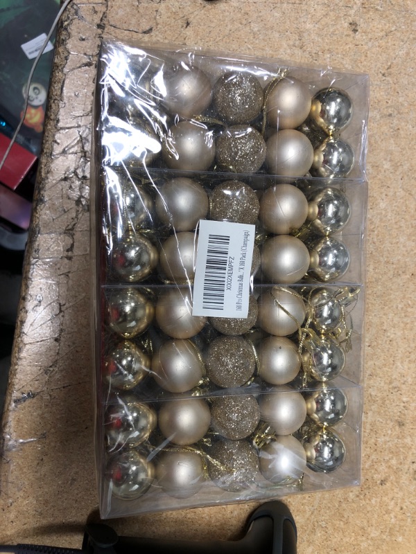 Photo 2 of 160 Pcs Christmas Balls Ornaments for Xmas Tree - Shatterproof Christmas Tree Decorations Small Hanging Ball 1.18" X 160 Pack (Champaign)