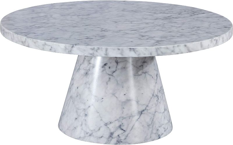 Photo 1 of **TOP ONLY** Meridian Furniture Omni Collection Modern | Contemporary Round Faux Marble Coffee Table, 36" W x 36" D x 18" H, White
