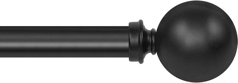 Photo 1 of 1-Inch Double Curtain Rods with Round Finials Black
