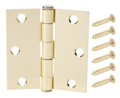 Photo 1 of (6 Pack) 3 in. Satin Brass Square Corner Door Hinge
