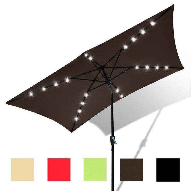 Photo 1 of 10 x 6.5 Foot Patio LED Solar Umbrella 
