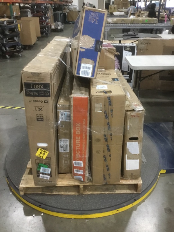 Photo 1 of  PALLET OF ASSORTED DAMAGED TVS AND MONITORS SOLD AS IS NON REFUNDABLE