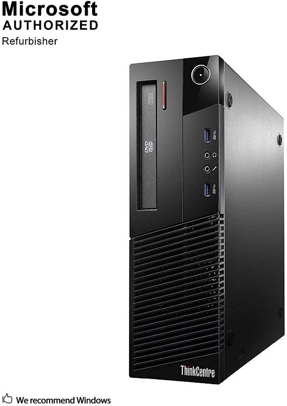 Photo 1 of DAMAGED, PARTS ONLY
 SEE NOTES
lenovo ThinkCentre M93p Business Class Desktop, Quad Core i7 4770 3.4Ghz, 16GB DDR3 RAM, 512GB SSD Hard Drive, DVD-RW, Windows 10 Pro (Renewed)