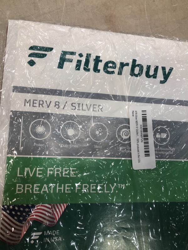 Photo 3 of 2-pack Filterbuy 12x24x1 Air Filter MERV 8, Pleated HVAC AC Furnace Filters (2-Pack, Silver)
