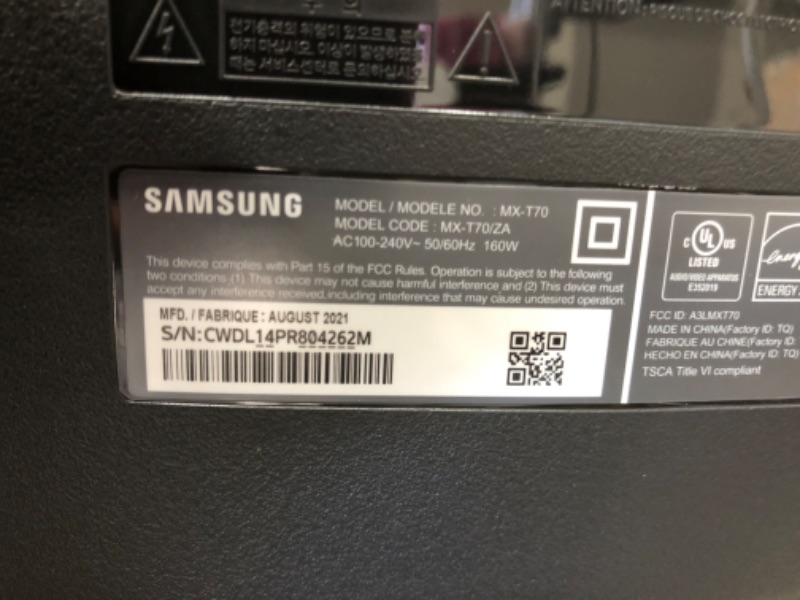 Photo 4 of (DOES NOT TURN ON)SAMSUNG Sound Tower MX-T70 - 1500-Watts - Black (2020)
**DOES NOT FUNCTION, COULD NOT POWER ON**