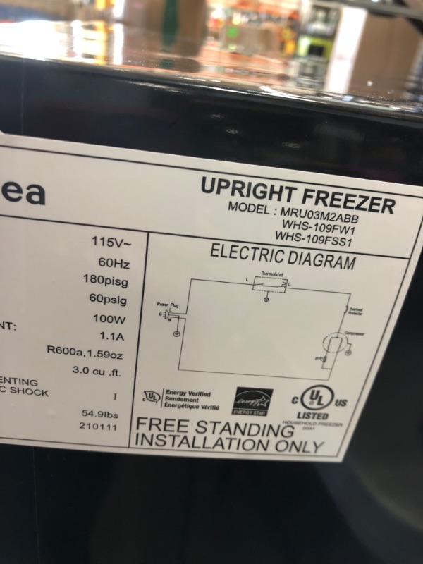 Photo 3 of Midea MRU03M2ABB Upright Freezer Large Black, 3.0 Cubic Feet
