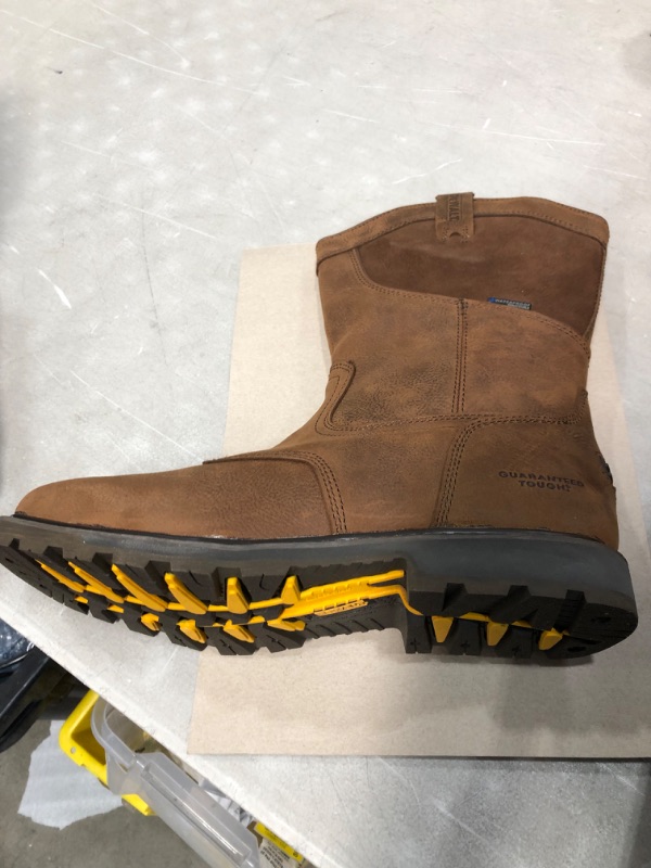 Photo 4 of DEWALT Men's Stanton Waterproof Wellington Work Boots - Steel Toe - Bison Brown Size 11.5(M)
